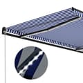 Miniatyrbilde 6 av 11: vidaXL Manuell uttrekkbar markise med LED 450x300 cm blå og hvit