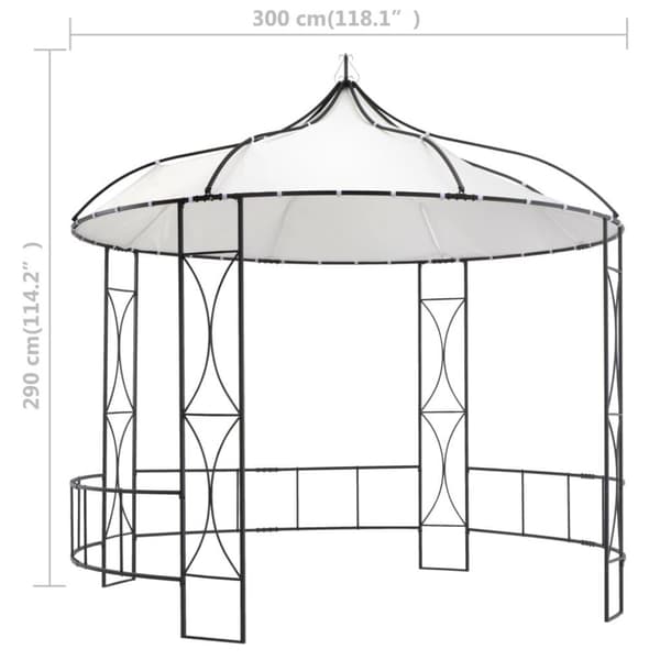 vidaXL Paviljong 300x290 cm vit rund