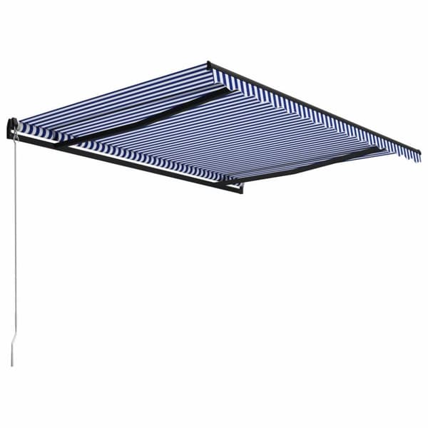 vidaXL Manuell uttrekkbar markise 450x300 cm blå og hvit