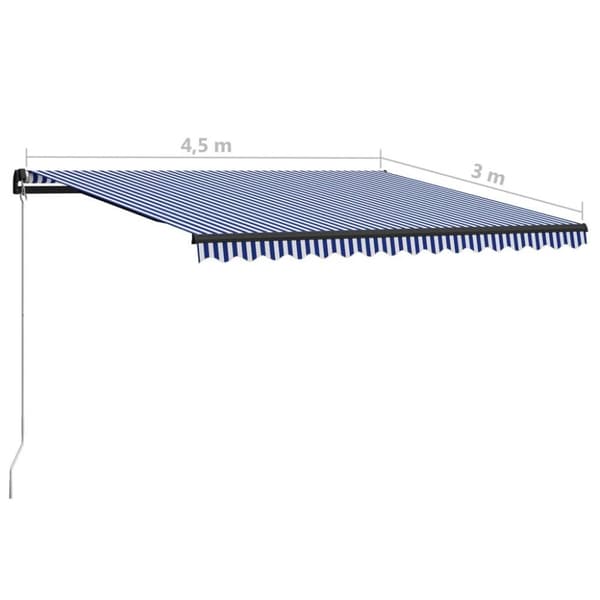 vidaXL Manuell uttrekkbar markise 450x300 cm blå og hvit