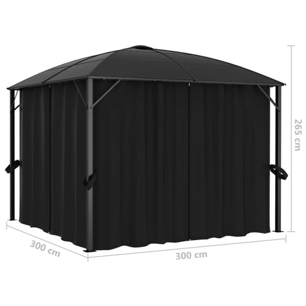 vidaXL pavillon med gardiner 300x300x265 cm antracitgrå