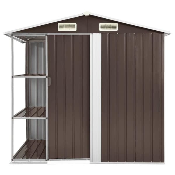 vidaXL Trädgårdsbod med hylla brun 205x130x183 cm järn
