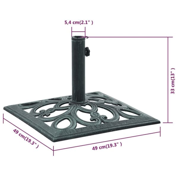 vidaXL Parasollfot grønn 12 kg 49 cm støpejern