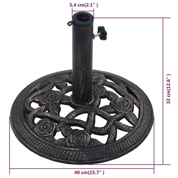 vidaXL Parasollbase svart og bronse 9 kg 40 cm støpejern