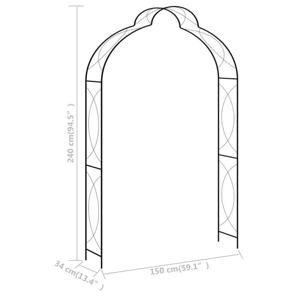 vidaXL Hagebue svart 150x34x240 cm jern