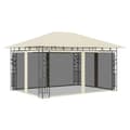 Miniatyrbillede 1 af 6: vidaXL pavillon med myggenet 4x3x2,73 m 180 g/m² cremefarvet