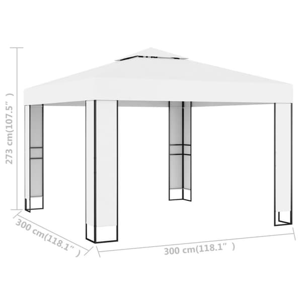 vidaXL pavillon med dobbelttag 3x3 m hvid