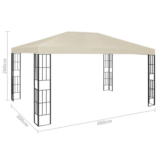 vidaXL Paviljong 3x4 m kremhvit