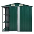 Miniatyrbillede 3 af 8: vidaXL haveskur med reol 205x130x183 cm jern grøn
