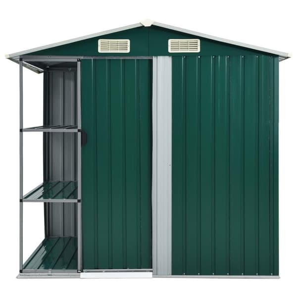 vidaXL haveskur med reol 205x130x183 cm jern grøn