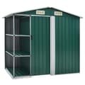 Miniatyrbillede 1 af 8: vidaXL haveskur med reol 205x130x183 cm jern grøn