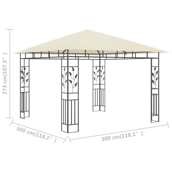 vidaXL Huvimaja hyttysverkolla 3x3x2,73 m kerma 180 g/m²