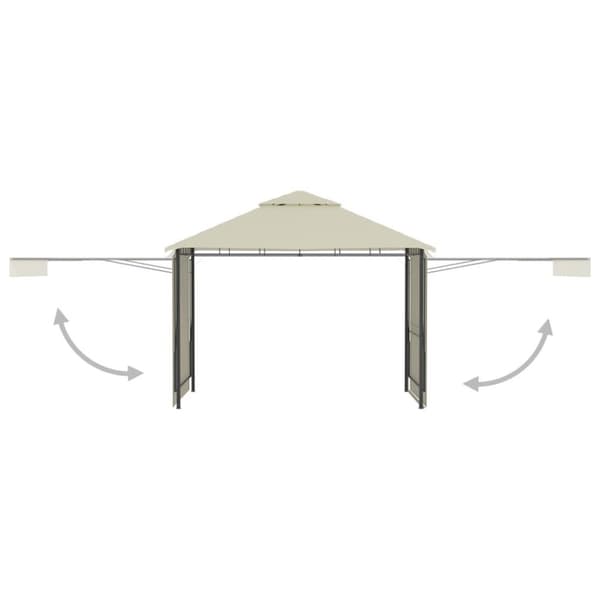vidaXL Paviljong med doble utvidede tak 3x3x2,75 m kremhvit 180 g/m²