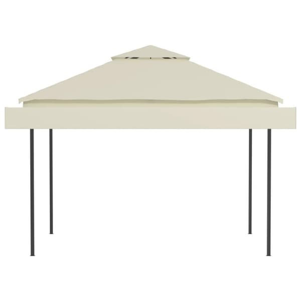 vidaXL Paviljong med doble utvidede tak 3x3x2,75 m kremhvit 180 g/m²
