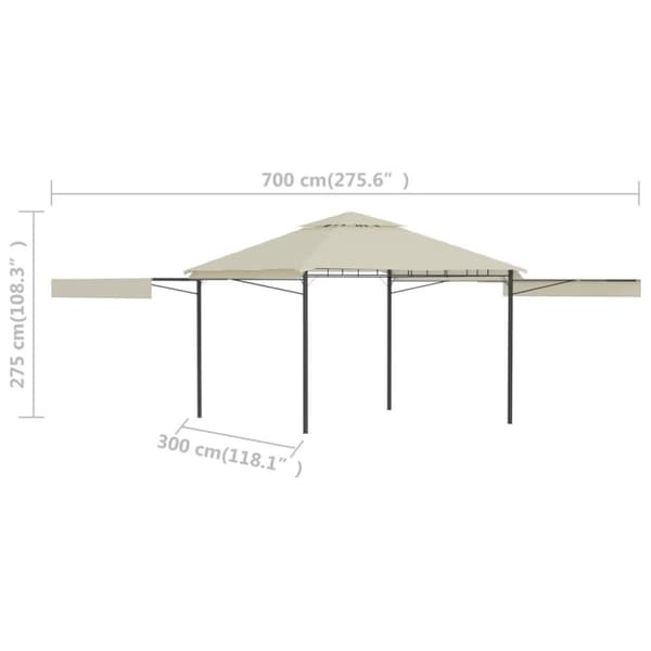 vidaXL Paviljong med doble utvidede tak 3x3x2,75 m kremhvit 180 g/m²