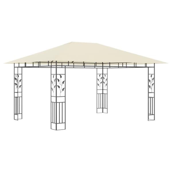 vidaXL Paviljong med myggnett 4x3x2,73 m kremhvit 180 g/m²
