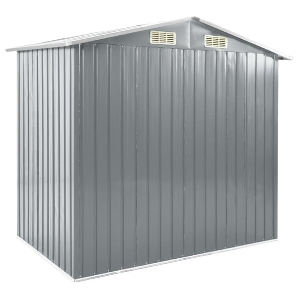 vidaXL haveskur med reol 205x130x183 cm jern grå