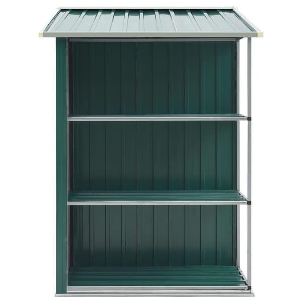 vidaXL Trädgårdsbod med hylla grön 205x130x183 cm järn