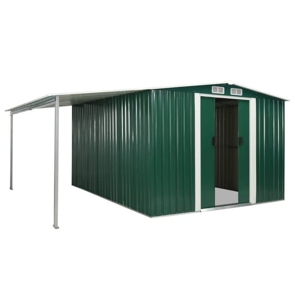 vidaXL Hageskur med skyvedører grønn 386x312x178 cm stål