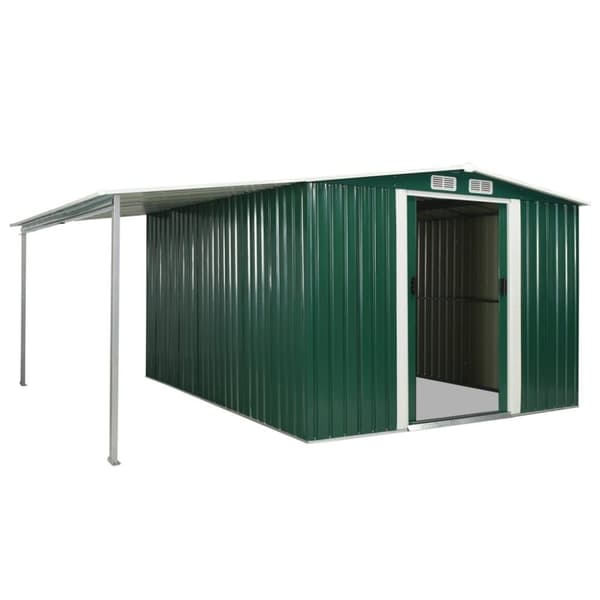 vidaXL Hageskur med skyvedører grønn 386x312x178 cm stål