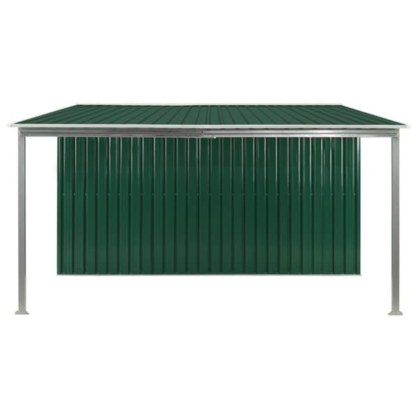 vidaXL Hageskur med skyvedører grønn 386x312x178 cm stål
