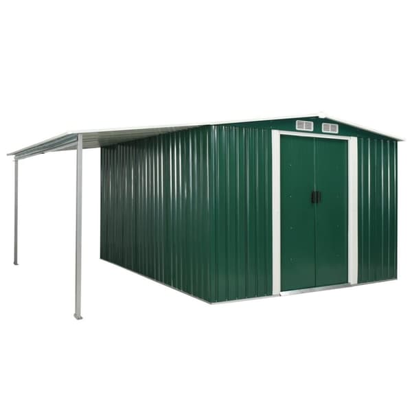 vidaXL Hageskur med skyvedører grønn 386x312x178 cm stål