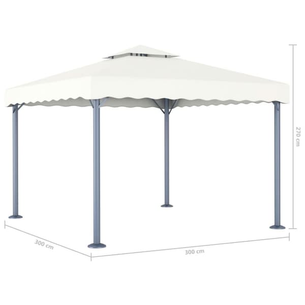 vidaXL pavillon 300x300 cm aluminium cremefarvet