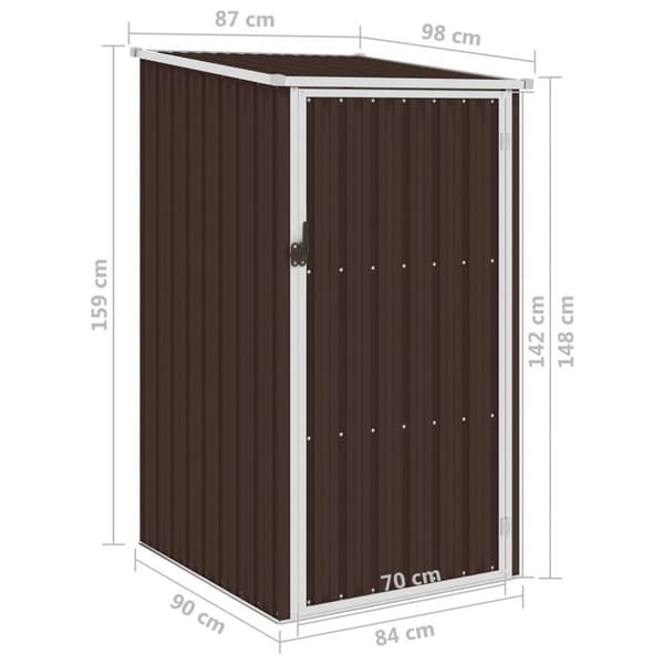 vidaXL Trädgårdsskjul brun 87x98x159 cm galvaniserat stål
