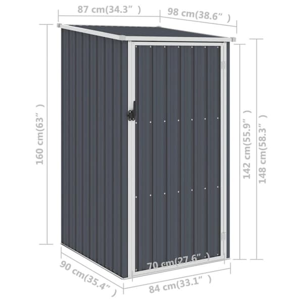 vidaXL Trädgårdsskjul antracit 87x98x159 cm galvaniserat stål