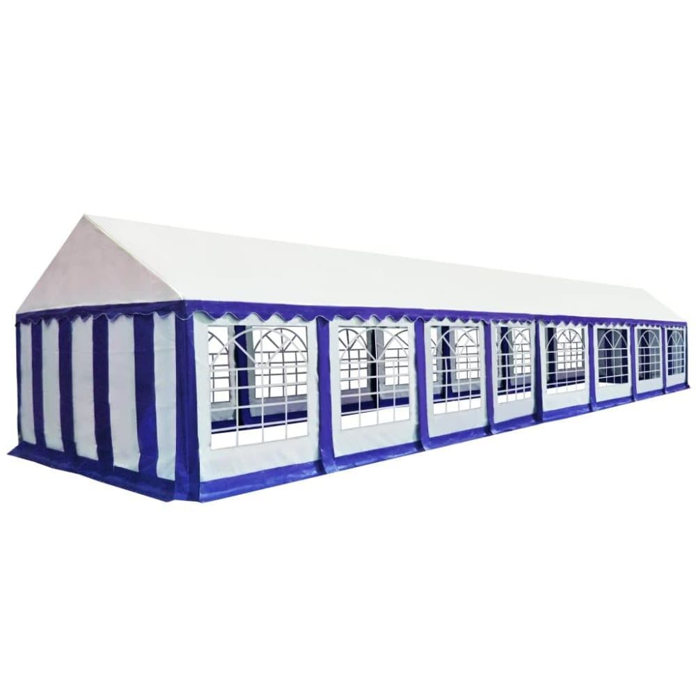 vidaXL Puutarhakatos PVC 6x16 m sininen ja valkoinen