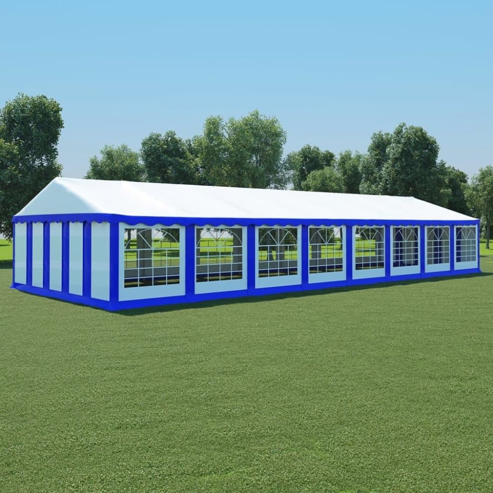 vidaXL Hagetelt PVC 6x16 m blå og hvit