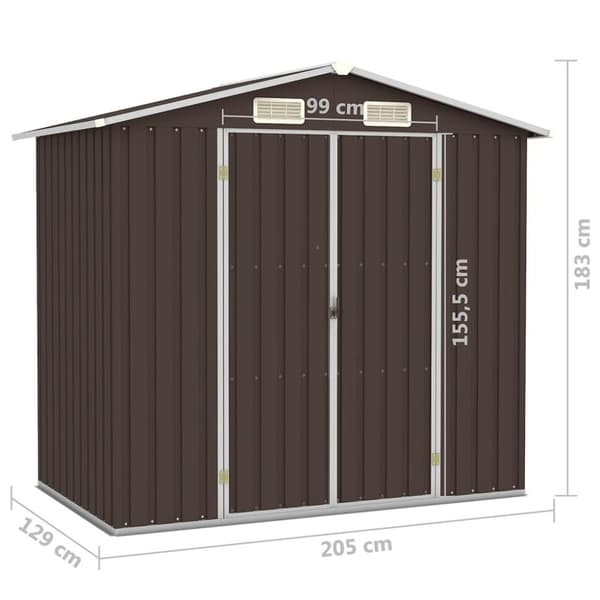 vidaXL Trädgårdsskjul brun 205x129x183 cm galvaniserat stål