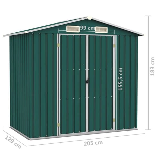 vidaXL haveskur 205x129x183 cm galvaniseret stål grøn