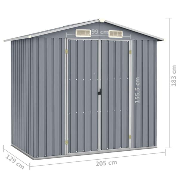 vidaXL haveskur 205x129x183 cm galvaniseret stål grå