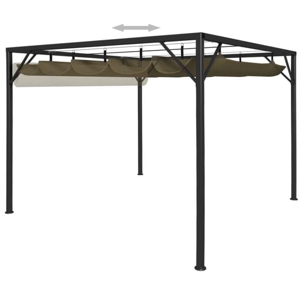 vidaXL Huvimaja sisäänvedettävä katto 3x3 m ruskeanharmaa 180 g/m²