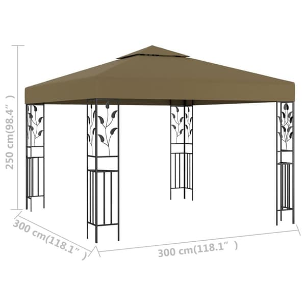 vidaXL Huvimaja 3x3 m ruskeanharmaa 180 g/m²
