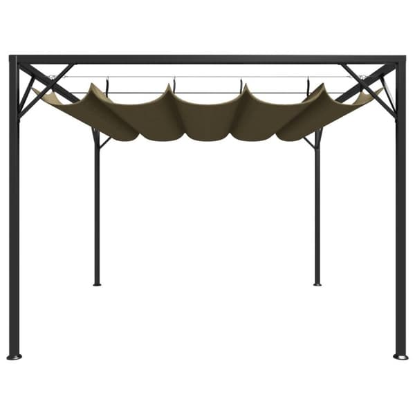 vidaXL Paviljong for vegg med uttrekkbart tak 3x3 m gråbrun 180 g/m²