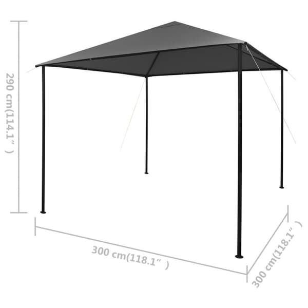 vidaXL Paviljong 3x3 m antrasitt stoff og stål 180 g/m²