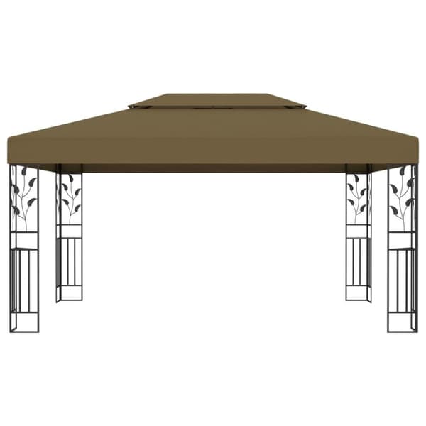 vidaXL Paviljong med dobbelt tak 3x4 m gråbrun 180 g/m²
