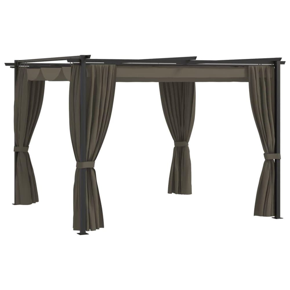 vidaXL Paviljong med draperier 3x3 m taupe stål