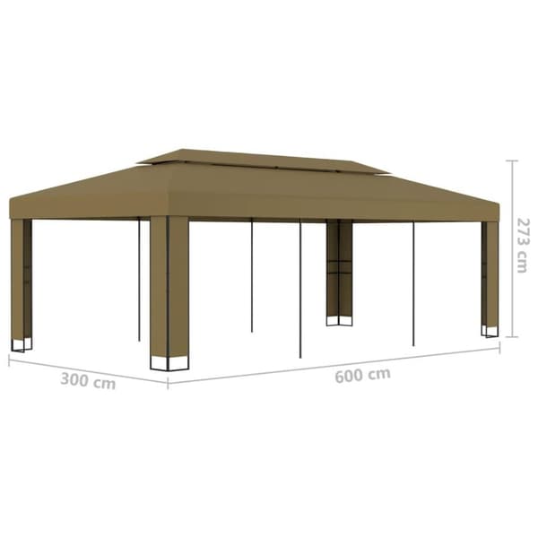 vidaXL Paviljong dubbla tak 3x6 m taupe 180 g/m²