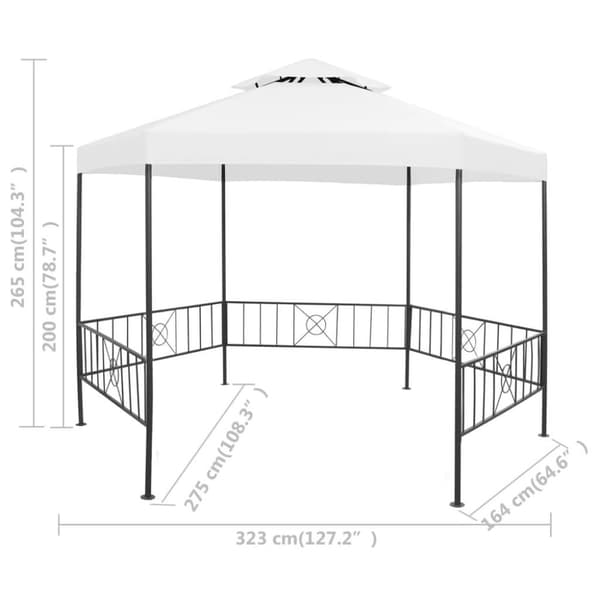 vidaXL Hagepaviljong 323x275x265 cm hvit 180 g/m²