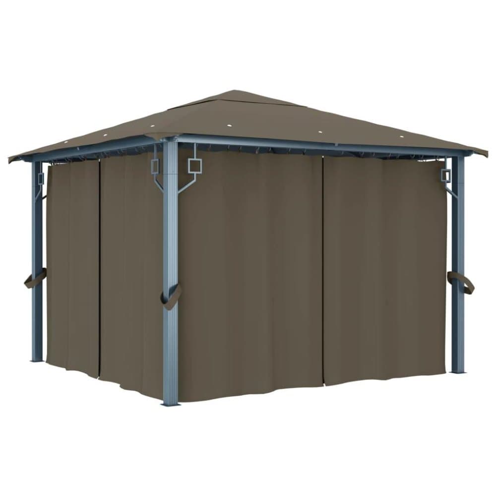 vidaXL Paviljong med draperier 300x300 cm taupe aluminium