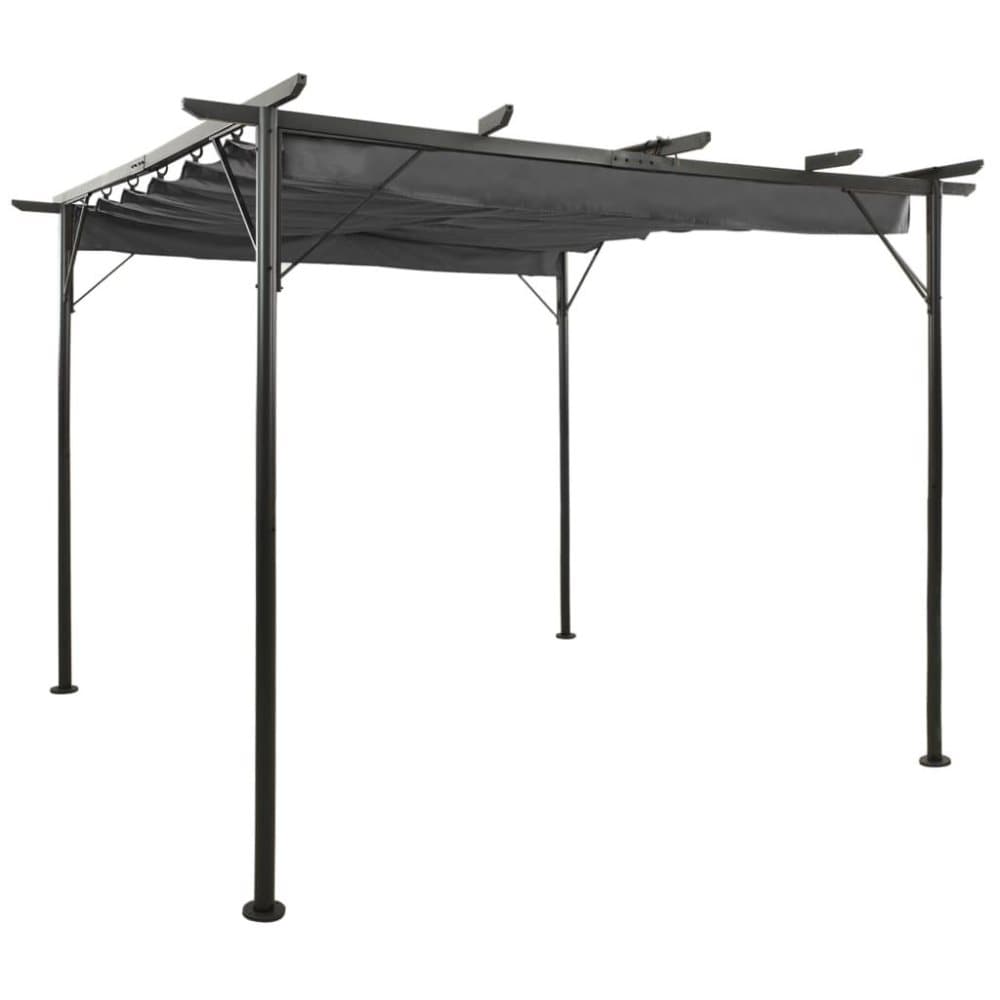 vidaXL Pergola med infällbart tak antracit 3x3 m stål 180 g/m²