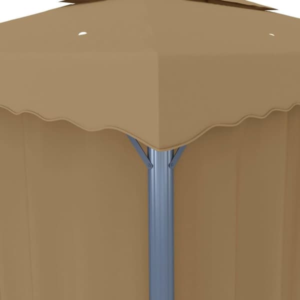 vidaXL Paviljong med gardin 4x3 m gråbrun aluminium