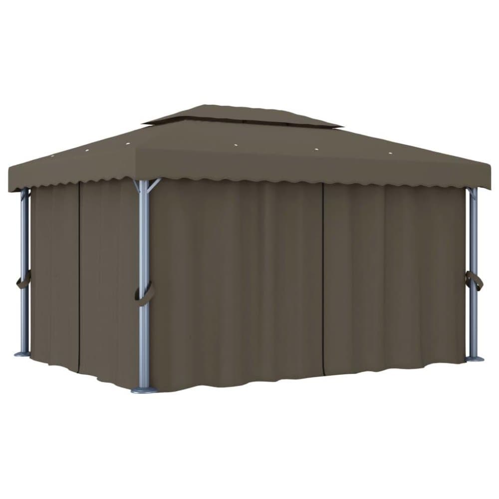 vidaXL Paviljong med draperi 4x3 m taupe aluminium
