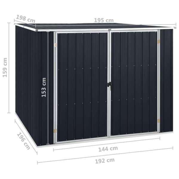 vidaXL Trädgårdsskjul antracit 195x198x159 cm galvaniserat stål