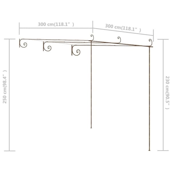 vidaXL Hagepergola antikk brun 3x3x2,5 m jern