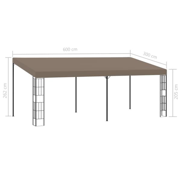 vidaXL vægmonteret pavillon 6x3 m stof gråbrun