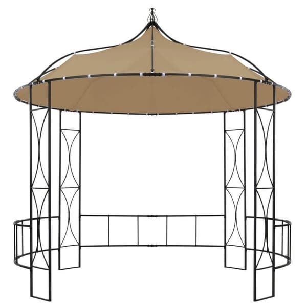 vidaXL Paviljong 300x290 cm gråbrun rund